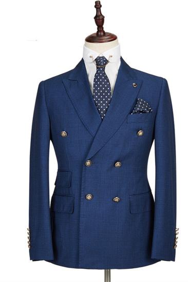 Avery Dark Blue Pointed Lapel Double Breasted Formal Men Suit