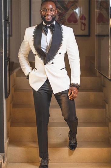 Ackerly's Newest White Double-Breasted Cape Lapel Fringe Wedding Suit