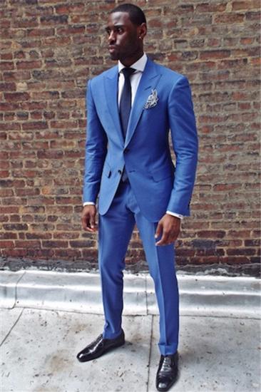 Royal Blue Two Piece Men Suit |  Point Lapel Prom Suit_1