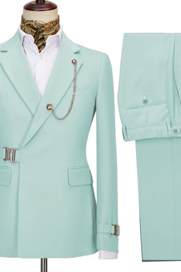 John Mint Green New Arrivals Notched Lapel Two Piece Business Suit_2
