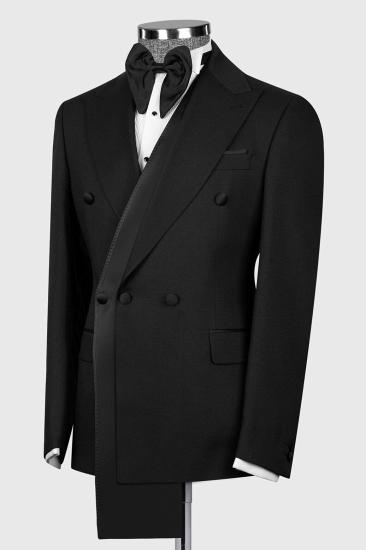 Stylish Black Double Breasted Mens Formal Suit Wedding Tuxedo_2