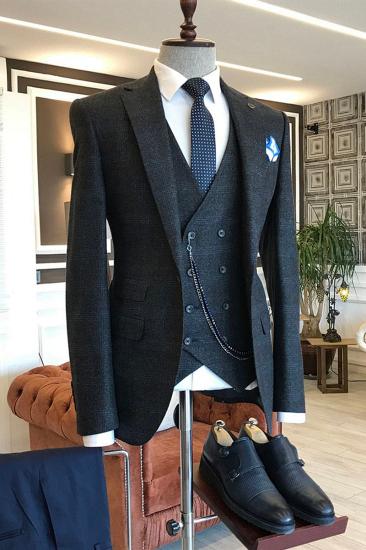 Horace Formal Black Check Three Piece Regular Custom Men Business Suit_2