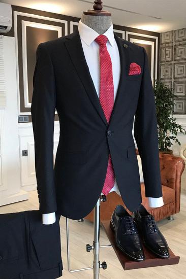 Ted Black Notched Lapel 2 Flap Slim Fit Men