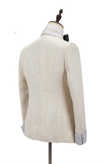 Patrick Off White Shawl Lapel Slim Fit Jacquard Custom Wedding Set_2