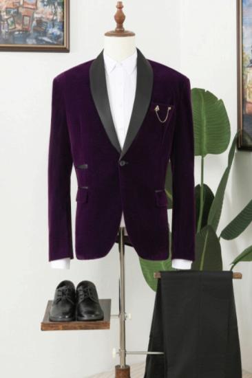 Nathan Gentle Purple Shawl Lapel Sequins Prom Men Suits