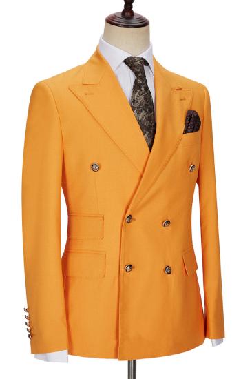 Benjamin New Orange Double Breasted Point Lapel Men Suit_2