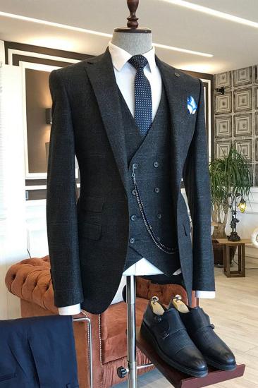 Horace Formal Black Check Three Piece Regular Custom Men Business Suit
