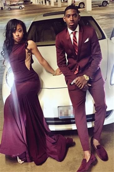 Burgundy Slim Fit Men Suit | Two-Piece Custom One-Button Prom Suit_1
