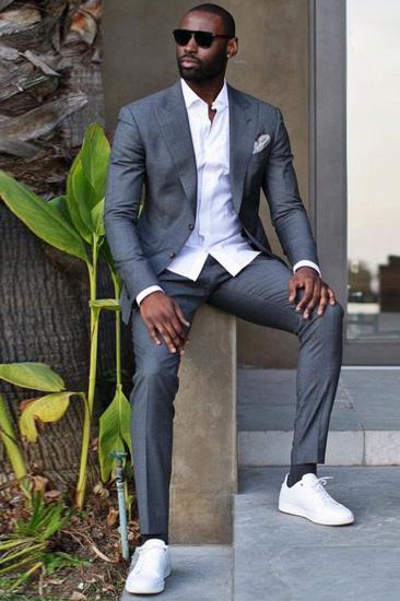Caleb Dark Grey Pointed Lapel Slim Fit Stylish Formal Business Men Suit_2