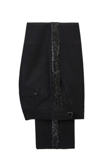 Stylish Sky Blue Stitching Sparkle Black Peak Lapel 2 Piece Men Suit Online_2