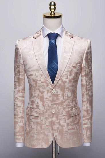 Unique Printed Champagne Pink Notched Lapel Men Suits For Prom_1