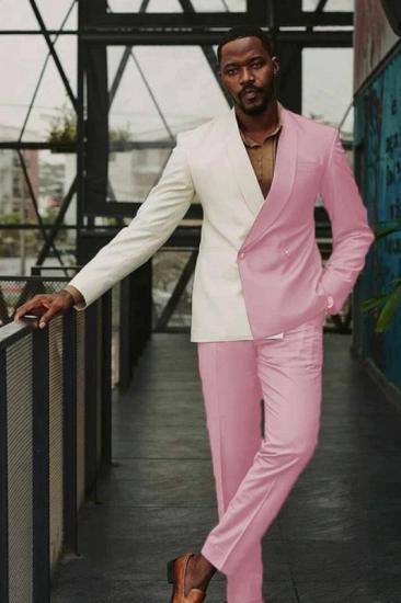 Classical Double Piece Pink Shawl Lapel Double Breasted Prom Two Suits