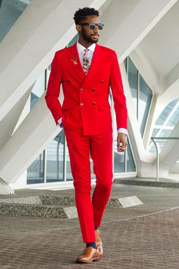 Skyler Red Tape Collar Double Breasted Men Prom Suit_1
