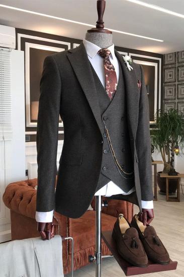 Payne Formal Black Three Piece Notched Lapel Men Business Suit