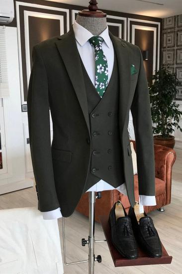 Ziv Green Three Piece Double Breasted Vest Business Men Suit