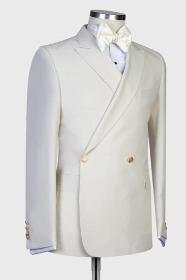 Lawrence New White Pointed Lapel Slim Fit Men Wedding Suit_2