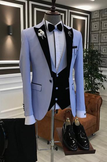 Sam Purple Three Piece Black Pointed Lapel Slim Fit Prom Men Suit_1