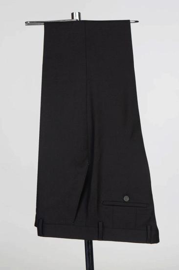 Slim Black Peaked Lapel Double Breasted Bespoke Two Piece Prom Suits_3