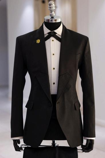 Jam Black Peaked Lapel Bespoke Two Pieces Prom Suits_3