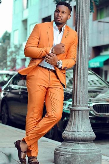 Gentleman Orange Notched Lapel Bespoke Men Two Prom Suits