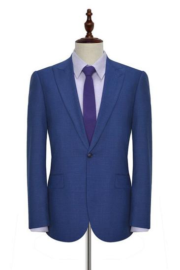 One Button Flap Pocket Navy Blue Men Suit | Men Point Collar Business Suit