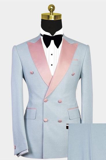 Colten Handsome Double Breasted Contrast Color Men Suit Pointed Lapel_2