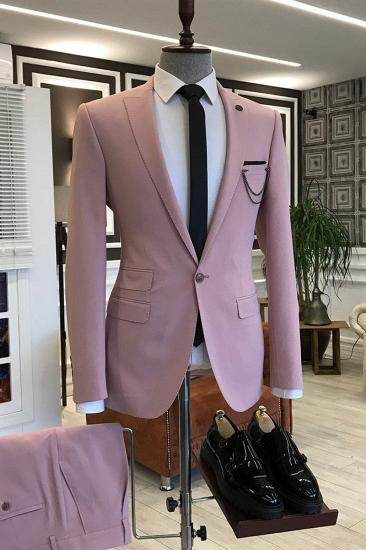 Dick Pink Point Lapel 3 Flap Men Prom Suit