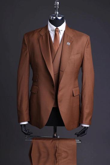 Reed Brown Notched Lapel Three Pieces Prom Suits_1