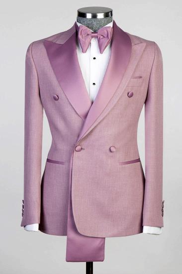 Pih Two Layer Lapel Double Breasted Dust Pink Men’s Prom Suit