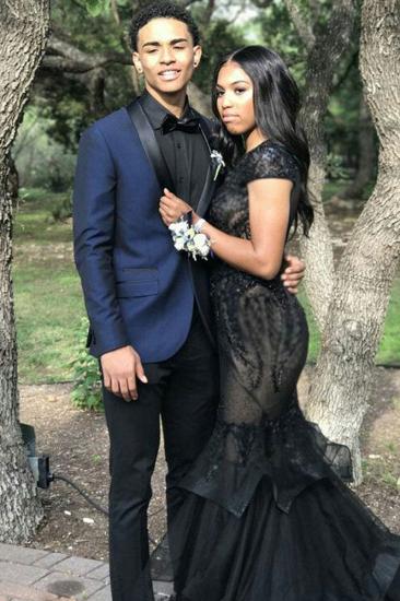 Jacob Navy Two-Piece Slim Fit Prom Men Suit With Black Silk Lapel_2