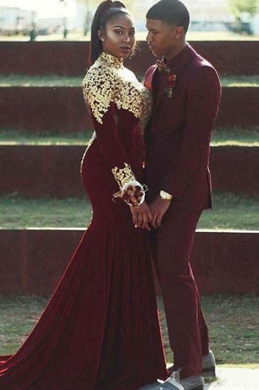 Gabriel Burgundy Men Slim Fit Notch Lapel Prom Suit_2