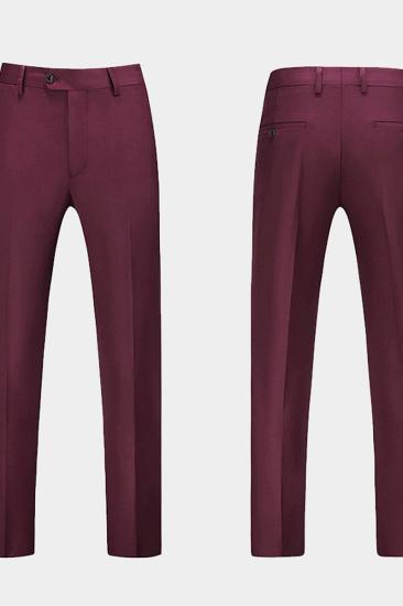 Armando Burgundy Suit Three Piece |  Peak Lapel Men Wearhouse Tuxedo_4