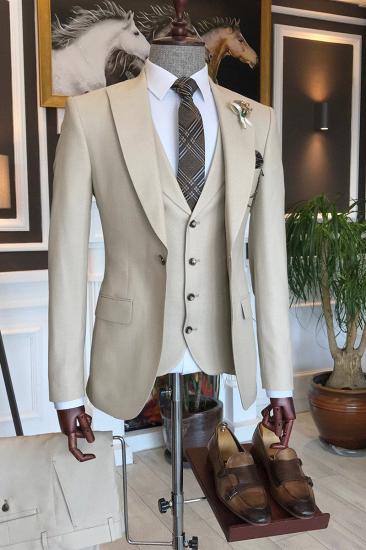Owen Stylish Off-White Three Piece One Button Two Flap Formal Men_2