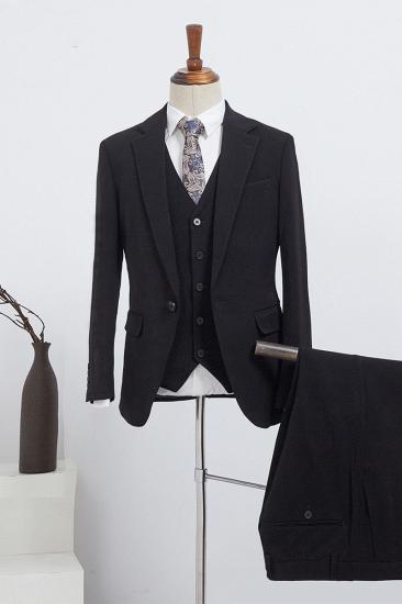 Barry Formal All Black Three Piece Slim Fit Men Tailored Business Suit_1