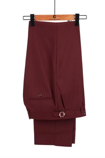 Emmanuel Stylish Burgundy And Black Double Breasted Point Lapel Men For Prom_3