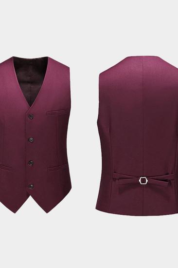 Armando Burgundy Suit Three Piece |  Peak Lapel Men Wearhouse Tuxedo_3