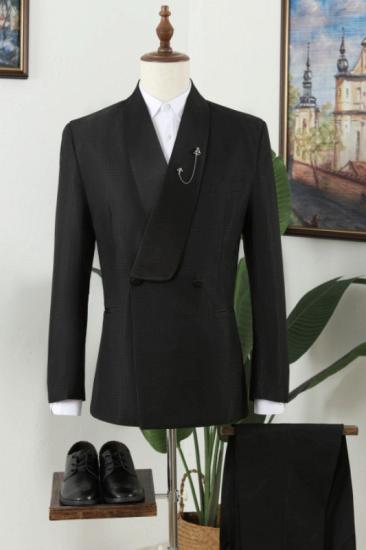Black Shawl Lapel Double Breasted Wedding Men Suits