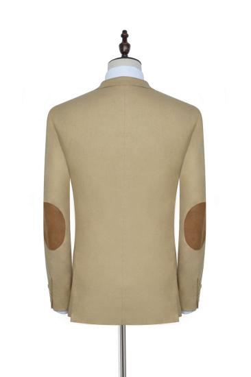 Khaki Lined Men Suit With Notched Lapel |  Two Button Flap Pocket Casual Suit_2