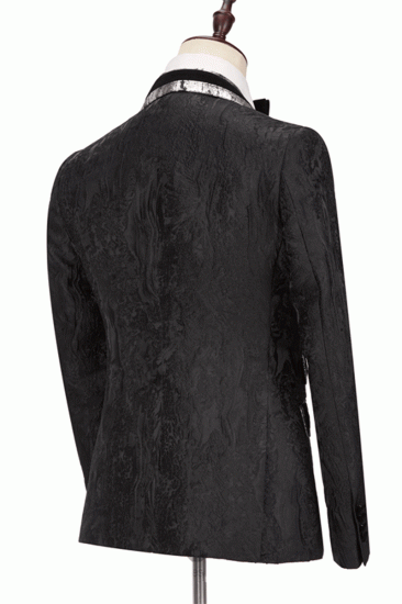 Braxton Fashion Black Point Lapel Double Breasted Men Suit Online_2