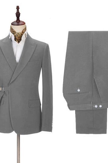 Elegant Dark Gray Men Formal Suit | Buckle Button Suit For Groomsmen_2