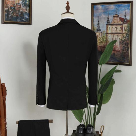 Stylish Black Notch Lapel Slim Fit Mens Prom Two Piece Suit_3