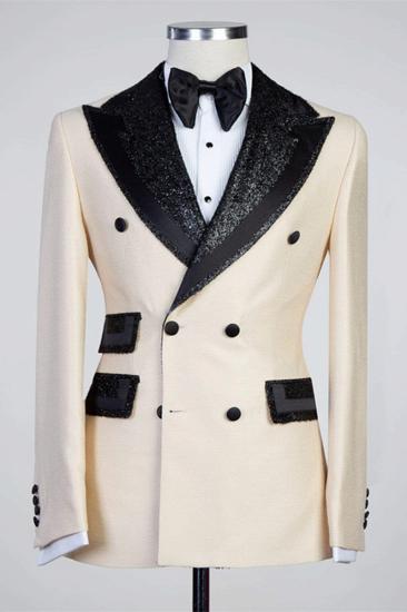 Kristopher Fashion Point Lapel Double Breasted Tailored Men Suit_1