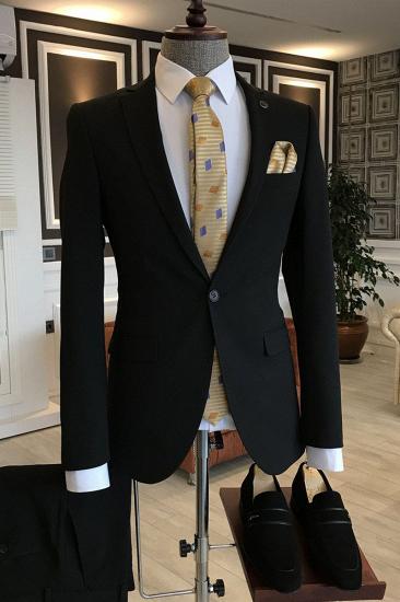 Tim Black Notched Lapel One Button 2 Flaps Business Men Suit