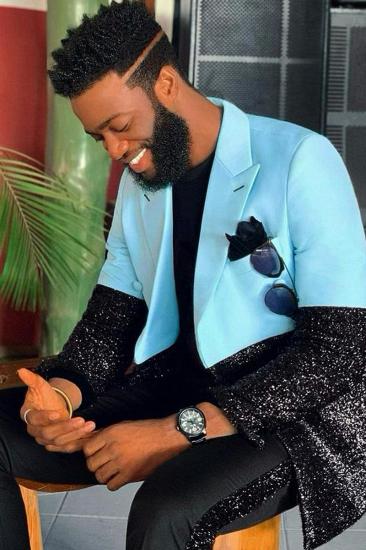 Toby Sparkly Blue And Black Slim Fit Fashion Men Suit_2