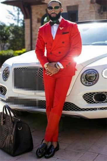 Liam Red Point Lapel Double Breasted Formal Business Men Suit_1