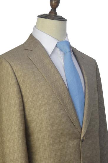 Men Fashion Khaki Small Plaid Casual Suit |  Two Button Men Online_3