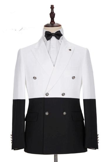 Jorge Simple White And Black Double Breasted Men Suit Online_5