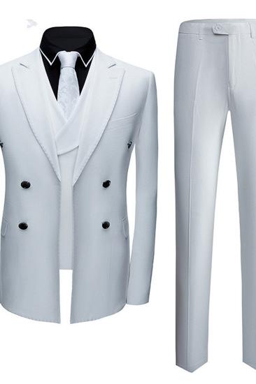 Formal White Business Men Suit Three Piece |  Point Collar Suit Online_2